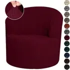 Stretch Swivel Barrel Chair Covers Slipcover Jacquard Washable Club Chair Covers