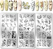PH PandaHall 3pcs Bird Nail Stamping Plates, Swallow Animal Nail Art Stencils Tree Flower Nail Art Stencils for Women Spring Nail Design Print Manicure Salon