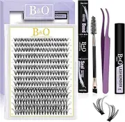 Cluster Lashes Kit 280PCS DIY Lash Extension Kit 9-16MIX Individual Eyelash Extension Kit 40D D Curl Lash Glue Remover and Applicators for Eyelash Extensions Beginners(RRkit-40D-0.07D-9-16MIX-NEW)