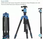Zomei Tripod Z818 65” Alum Alloy 360 Pano Monopod Ball Head Blue Quick Release