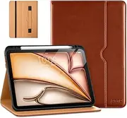 DTTO iPad Air 5th Generation (2022) Case,iPad Air 4th Generation (2020) 10.9 Inch Premium Leather Folio Case with Pencil Holder [2nd Pencil Charger] for iPad Air 5/4, Brown