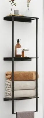 Towel Storage for Bathroom, 3 Tier Rack with Black/35in With Shelf