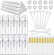30 Pieces Nose Brushes Set 1.8oz Empty Bottle Travel Soap Bottle and Lash Shampoo Brushes Diamond Eyelash Foaming Soap Pump Dispenser Lash Wand Makeup Tool for Women, 50ml, White