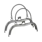 Metal Purse Frames, 7.5" 2Pcs Kiss Lock Clasp Frame for Coin Bags DIY, Black