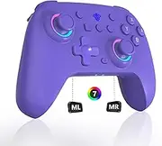 SZYUYU Switch Controller for Switch,Switch Pro Controller for Switch/Lite/OLED/PC with 4-Speed Dual Vibration/7 Colors LED Light, 3-Level Turbo Adjustable,Gyro Axis,Motion and Support Wake Up