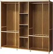 OIKITURE Open Wardrobe Cabinet, Bamboo Wardrobe Closet with Hanging Rail, Wardrobe with Cube Storage and Rack Shelving, Clothes Rack for Bedroom, Living Room, Easy to Assemble, 170x41x162 cm