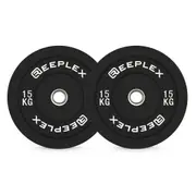 Reeplex 15kg Black Bumper Plates Pair V2