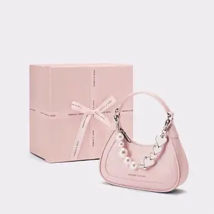 Cnk Pink Charles & Keith 迷你珍珠斜挎女士手提包帶蝴蝶結 - T107 / T108 手提包