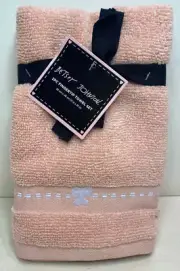 Betsey Johnson ~Set of 2~ Fingertip Towels Pretty Peach with White Bow 11" x 18"