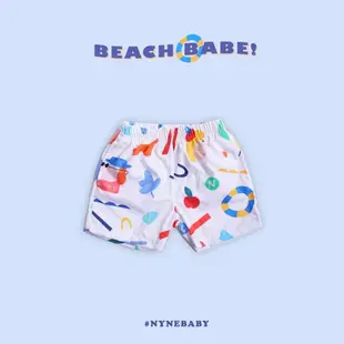 Beach Babe & Beach Boy : Baby & Adult Swim Trunks : NY White + White Rashguard