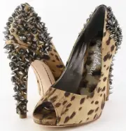 $199 SAM EDELMAN LORISSA Leopard Canvas Jeweled Designer Platform Pumps 6.5