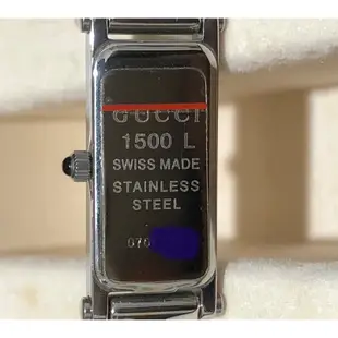 GUCCI 1500L 藍寶石水晶 銀色手環式女錶  尺寸S Swiss made