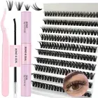DIY Lash Extension Cluster Kit 200Pcs Individual Lash Clusters DIY D Curl Eyelas