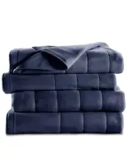 Sunbeam Blue Heated Blanket King Size, 10 Heat Settings, Quilted Fleece (a)