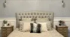 AUSTRALIAN MADE BED HEAD DOUBLE DIAMOND BUTTONED UPHOLSTERED BEDHEAD HEADBOARDI