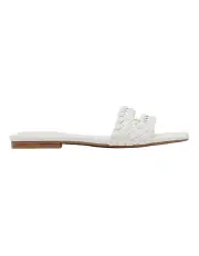 [Nine West] Soney Flat Sandal in White
