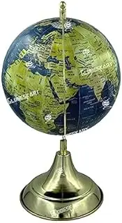 Educational/Antique Globe with Brass Antique Arc and Base/World Globe/Home Decor/Office Decor/Gift Item / 8 inches (Surahi) (Blue Cream Texture)