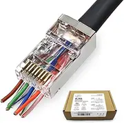 XANHAM 50 Pack Cat 6 Pass Through Shielded RJ45 Connector Modular Crimp Network Plug for 23AWG Cat6, Cat5, Cat5e SFTP and FTP Solid or Stranded Ethernet Cable