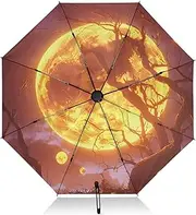 [PDZRMY] UV Protection Travel Umbrella Moon Tree Compact for Rain and Sun - Auto Open and Close UPF 50+ Windproof Portable 46” Sun Umbrella for Women and Men