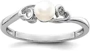 [JewelryWeb] 925 Sterling Silver Polished Freshwater Cultured Pearl Ring Band Style-Ring for Women