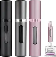 Travel Perfume Bottle Refillable Atomizer - 3-Pack 5ML ANTOKX Perfume Atomiser, Pocket Perfume Dispenser, Perfume Bottles Empty, Leakproof Perfume Sprayer for Women and Men (Black & Grey & Pink)