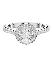 [Swarovski] Silver Tone Finish Una Angelic Ring in White