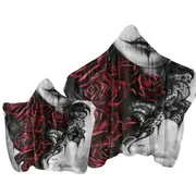 Entrap Dark Red Roses Gothic Girl Towel with Hood