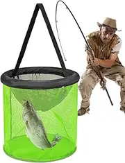 Fish Basket - Foldable Net for Live Caught,Portable Floating Mesh Fish Basket for Crayfish Catfish Live Bait Storage Saltwater Freshwater Fishing Clamming Crabbing