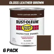 (6 Pack) Rustoleum Stops Rust Protective Enamel Paint - 236ml per tin (GLOSS LEATHER BROWN)