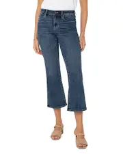 Liverpool Los Angeles Hannah Mid Rise Cropped Flare Leg Jeans in Bolsa Chica