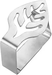 [Xiao Hua] 6-Piece Stainless Steel Tablecloth Clip Graphic Tablecloth Clip Multi Graphic Cute high Elasticity Mobile Fixed Tablecloth Clip (Silver, Leaf Style)