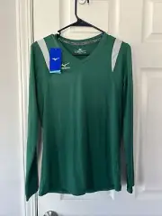 Women’s green long sleeve volleyball shirt V-neck Mizuno size M #6