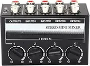 Stereo Mini Mixer Passive Audio Signal Controller 4 Channel Hub Outdoor Performance
