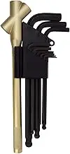 WISE WLB-2300-BG Ball Point Hex Key Wrench Set of 9, Black Gold, Semi-Long, Triple Handle Included