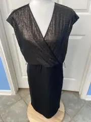Narciso Rodriguez for Design Nation Bronze Sequin Size M Faux Wrap Black Dress
