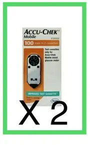 2 X Accu-Chek Mobile Blood Glucose Test Strips 100 Tests Cassette( EXPRES POST)