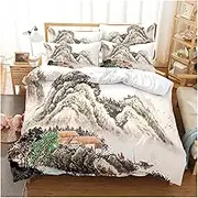 3D HD Scenic Quilt Cover Duvet Pillow Case Bed Set Linen Woods Scene Forest King Queen Twin Single Double 3PCS 2PCS Home Textile(Style8,US Full 203x228cm)