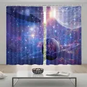 Planets In The Starry Sky 3D Blockout Photo Print Curtain Fabric Curtains Window