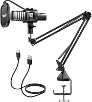 TONOR USB Microphone Kit, PC Podcast Recording Cardioid Condenser Desktop Microphone for Gaming Accessories, Streaming, Singing, Voice Over, YouTube, Studio Mic Bundle with Adjustable Arm Stand, TC30+