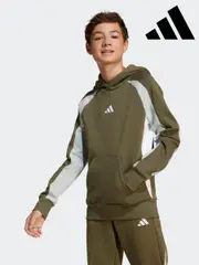 adidas Green Essentials Colorblock Fleece Hoodie Kids (E36999) | $76