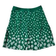 NEW Boden Pleated Chiffon Skirt Green with Off White Polka Dots Lined Womens 8R