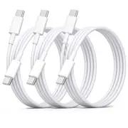[3-Pack] USB Type C to C Cable 60W Fast Charging 1m/3FT Compatible with iPhone 16, iPad 10, MacBook, Laptop, Samsung Android