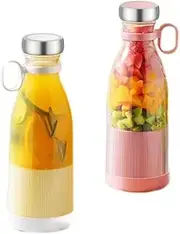 Travel Portable Blender 2 Pack, 350 ML (12oz) Stainless Steel 4 Blades Design USB Rechargeable Personal Size Fresh Juice Blender for Shakes and Smoothies