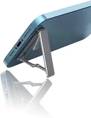 Aluminum Alloy Ultra-Slim Foldable Phone Stand - Portable Desktop Holder for All Smartphones, Grey - Vertical & Horizontal Viewing