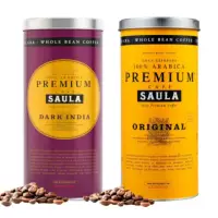 在飛比找momo購物網優惠-即期品【SAULA】頂級優選+深印咖啡豆500g 2罐入(1