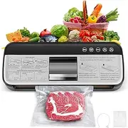 [TEZILON] Vacuum Sealer Machine, Food Vacuum Sealer Machine, 85KPA Powerful Suction, 300mm Wide Seal, 5-in-1 Automatic Food Saver System for Dry/Wet/Sous Vide, Includes 15 BPA-Free Bags