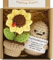 Positive Potato & Sunflower Pot Crochet Dolls - Funny Gifts for Women, for Home or Office Decorations Potatoes and Sunflowers 2pc
