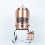Copper Half Hammered Pure Copper Water Dispenser 5 Liter Stand Tank,2 Tumber