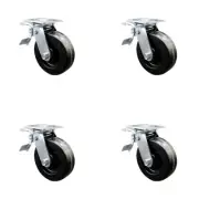 6 Inch Phenolic Caster Set with Roller Bearings and Total Lock Brakes SCC