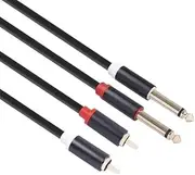 1.5M Dual RCA Male to 6.35mm Jack Male Audio Cable Speaker Mixer Amplifier 6.35mm to RCA Connector Converter Adapter Splitter